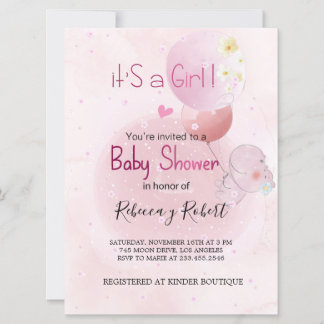 INVITACIÓN BABY SHOWER KUSTTE HIPO. VOOR BABY GIRL KAART