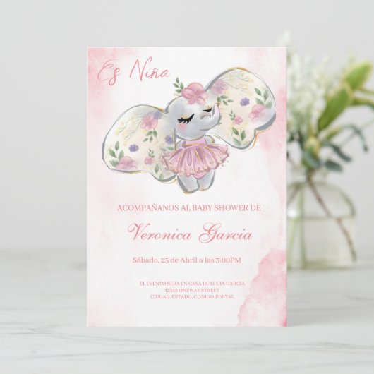 Invitacion baby shower para niña kaart (Staand voorkant)