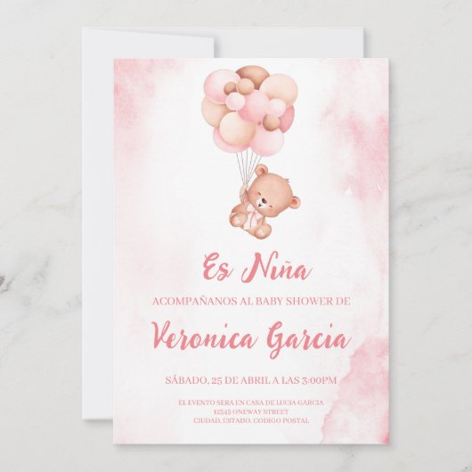 Invitacion baby shower para niña kaart (Voorkant)