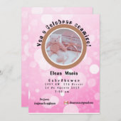 Invitación Baby Shower Rosa de niña Save The Date (Voorkant / Achterkant)