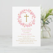 Invitación Baptism Cherry Blossom floral I Kaart (Staand voorkant)
