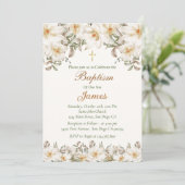 Invitacion Bautizo Flores Blancas Kaart (Staand voorkant)