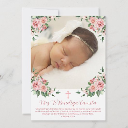 Invitación Bautizo Niña Spaans handvest voor meisj Kaart (Achterkant)