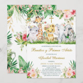 Invitación Bautizo y Primer Cumpleaños Jungla Invi Kaart (Voorkant / Achterkant)