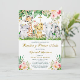 Invitación Bautizo y Primer Cumpleaños Jungla Invi Kaart