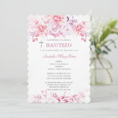 Invitación Bautizo y Primer Cumpleaños Niña Kaart (Staand voorkant)