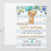 Invitación Beary cute bear balloon boy birthday in Kaart (Voorkant / Achterkant)