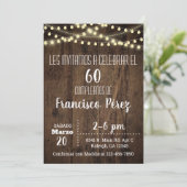 Invitación Birthday invitation, brown wood, lights Kaart (Staand voorkant)