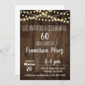 Invitación Birthday invitation, brown wood, lights Kaart (Voorkant / Achterkant)