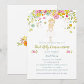 Invitación BLANCA Primera Comunión Kaart (Voorkant / Achterkant)