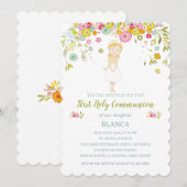 Invitación BLANCA Primera Comunión Kaart (Voorkant / Achterkant)
