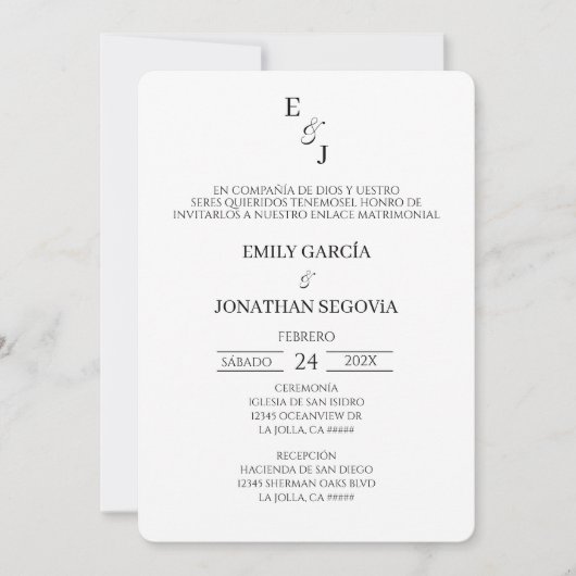 invitación blanco y negro minimalista kaart (Voorkant)