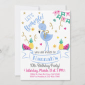 Invitación Blue flamingo, let's flamingle birthday Kaart (Voorkant)