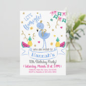 Invitación Blue flamingo, let's flamingle birthday Kaart (Staand voorkant)