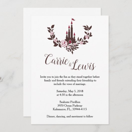 Invitación Boda Colección Castillo Cuento de Hadas Kaart (Voorkant / Achterkant)