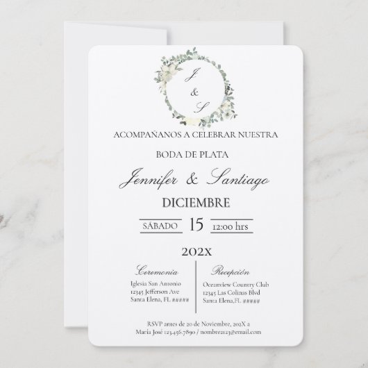 Invitación boda de plata kaart (Voorkant)