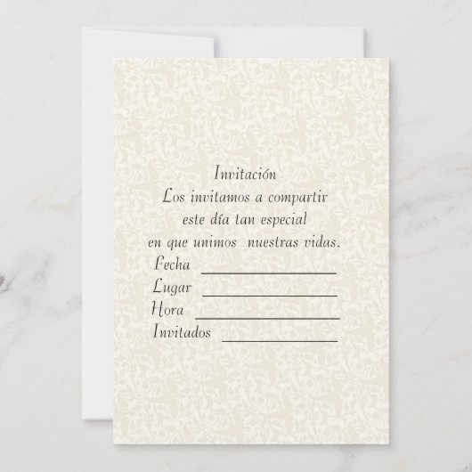 invitacion boda espanol kaart (Achterkant)