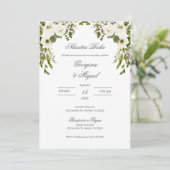 Invitación Boda floral de la vegetación española Kaart (Staand voorkant)