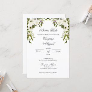 Invitación Boda floral de la vegetación española Kaart
