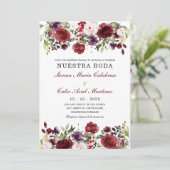 Invitación boda marsala en español kaart (Staand voorkant)