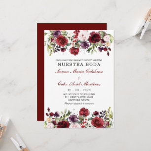 Invitación boda marsala en español kaart