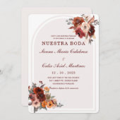 Invitación boda marsala en español-uitnodiging kaart (Voorkant / Achterkant)
