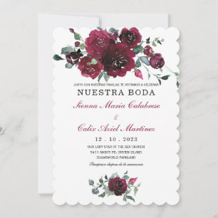 Invitación boda marsala en español-uitnodiging kaart