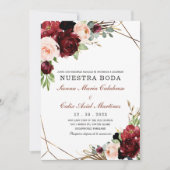 Invitación boda marsala en español-uitnodiging kaart (Voorkant)