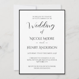 Invitación Boda Minimalista Blanco Y Negro Foto Kaart