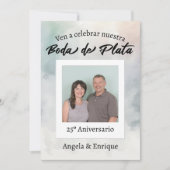 Invitación Boda Plata 25 años Foto Personalizada Kaart (Voorkant)