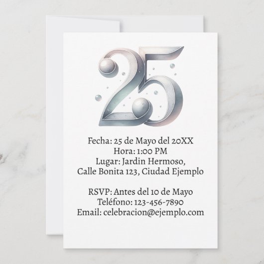 Invitación Boda Plata 25 años Foto Personalizada Kaart (Achterkant)