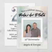 Invitación Boda Plata 25 años Foto Personalizada Kaart (Voorkant / Achterkant)