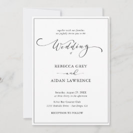 Invitación  Boda simple de fotografías en blanco y Kaart