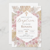 Invitación Boho Baptism Invitation Kaart (Voorkant / Achterkant)