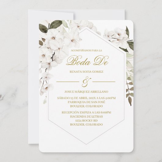 Invitación Boho blanco para boda  Kaart (Voorkant)