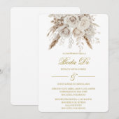 Invitación Boho blanco para boda  Kaart (Voorkant / Achterkant)