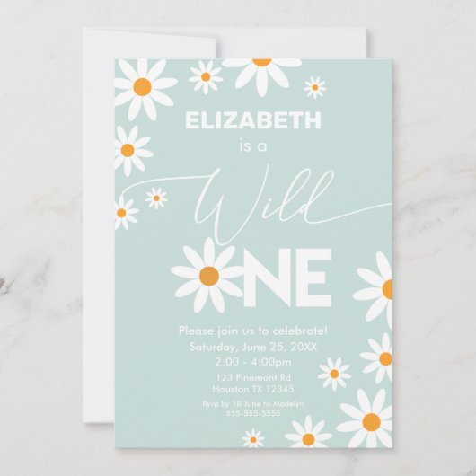 Invitación Boho Daisies Wild One Birthday Party in Kaart (Voorkant)