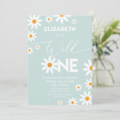 Invitación Boho Daisies Wild One Birthday Party in Kaart (Staand voorkant)