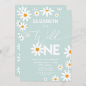 Invitación Boho Daisies Wild One Birthday Party in Kaart (Voorkant / Achterkant)