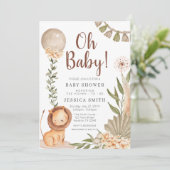 Invitación Boho Lion watercolor oh baby invitation Kaart (Staand voorkant)