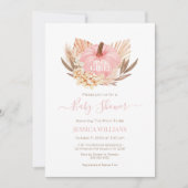 Invitación Boho Pampas Pumpkin pink baby shower Kaart (Voorkant)