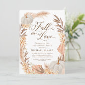 Invitación Boho Pampas Pumpkin White Fall Engageme Kaart (Staand voorkant)