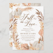Invitación Boho Pampas Pumpkin White Fall Engageme Kaart (Voorkant / Achterkant)