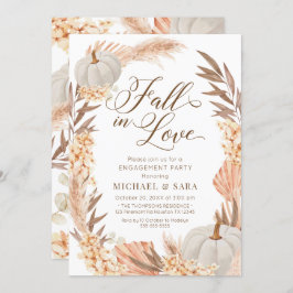 Invitación Boho Pampas Pumpkin White Fall Engageme Kaart