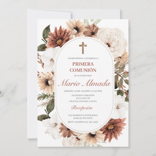 Invitación boho primera comunión kaart (Voorkant)