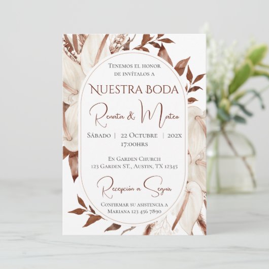Invitación Boho Spanish Wedding Invitation Kaart (Staand voorkant)