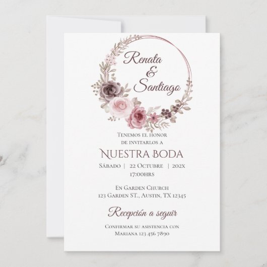 Invitación Boho Spanish Wedding Invitation Kaart (Voorkant)