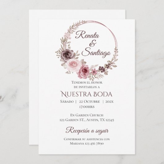 Invitación Boho Spanish Wedding Invitation Kaart (Voorkant / Achterkant)