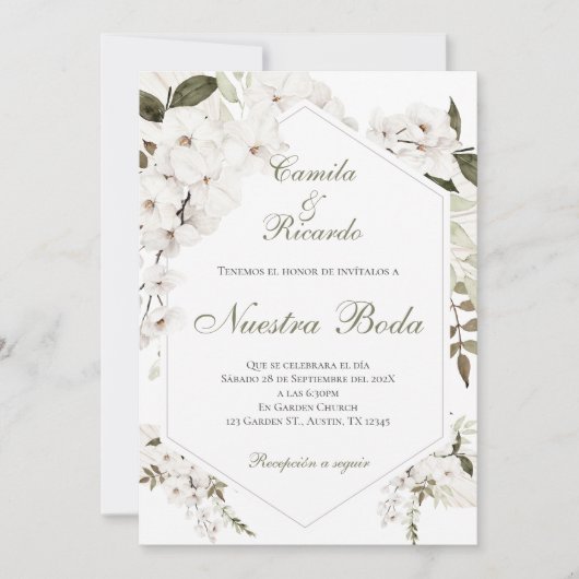 Invitación Boho Spanish Wedding Invitation Kaart (Voorkant)