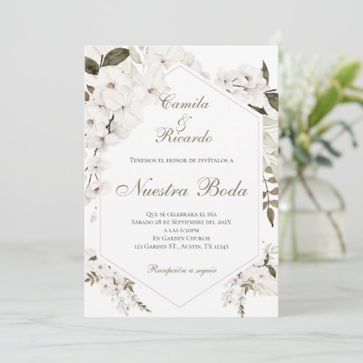 Invitación Boho Spanish Wedding Invitation Kaart (Staand voorkant)